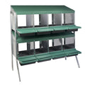 Nesting Box Metal Rollaway Battery - 8 Hole - Double Row, Single Sided with Legs