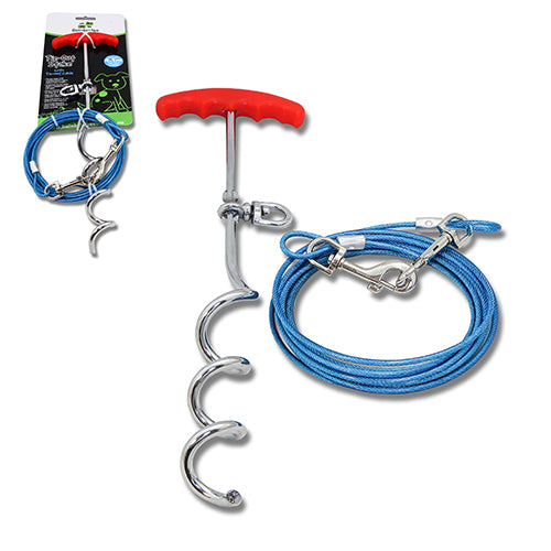 Dog Tie Out Stake with Tie Out Cable (4.5m)