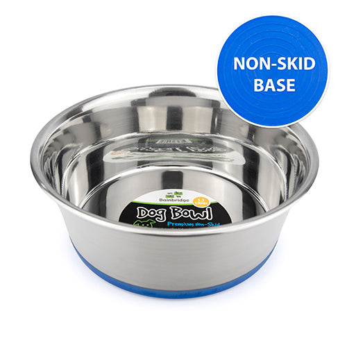 Dog Bowl Stainless Steel Non Skid (Blue Base)