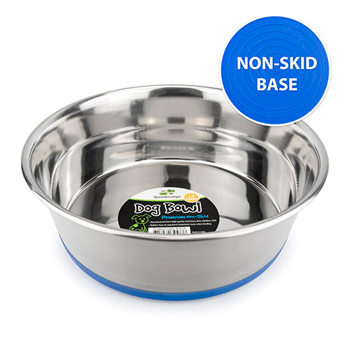 Dog Bowl Stainless Steel Non Skid (Blue Base)