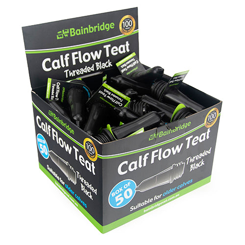 Calf Flow Teat  Threaded Black (box of 50)